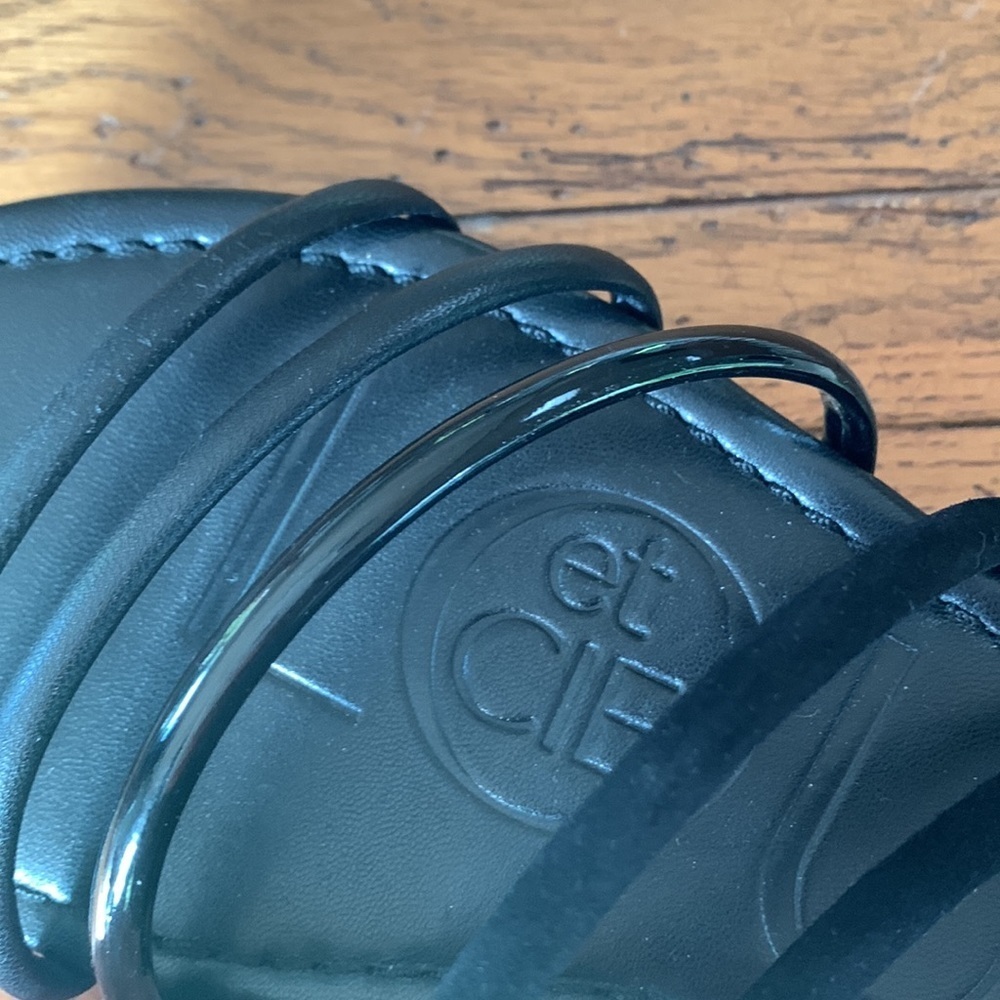 Louise Et Cie BIMO Black Platform Asymmetrical Flatform Straps Wedge Sandals 8 M - Picture 8 of 12